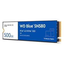 WD - WD 500GB Blue SN580 M.2 NVMe Gen4 SSD, M.2 2280, PCIe4, TLC NAND, R/W 4000/3600 MB/s, 450K/750K IOPS