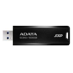 ADATA - Adata SC610 1TB Pocket Size External SSD, USB 3.2 Gen2 Type-A, Capless Retractable Design, Key Ring