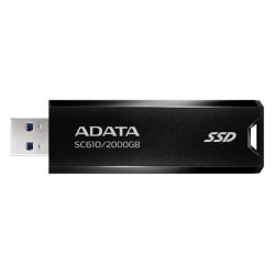 ADATA - Adata SC610 2TB Pocket Size External SSD, USB 3.2 Gen2 Type-A, Capless Retractable Design, Key Ring