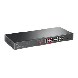 TP-LINK - TP-LINK (TL-SL1218P) 16-Port 10/100Mbps + 2-Port GB Unmanaged Rackmount PoE+ Switch, Combo GB SFP Slot, 16-Port PoE+