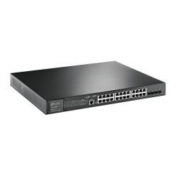 TP-LINK - TP-LINK (SG3428XMP) JetStream 24-Port Gigabit & 4-Port 10GE SFP+ L2+ Managed Switch with 24-Port PoE+, Rackmountable