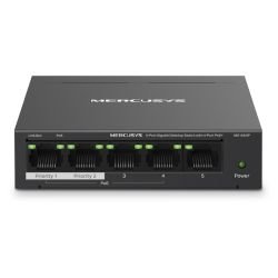 MERCUSYS - Mercusys (MS105GP) 5-Port Gigabit Desktop Switch with 4-Port PoE+, Steel Case