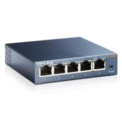 TP-LINK - TP-LINK (TL-SG105) 5-Port Gigabit Unmanaged Desktop Switch, Steel Case