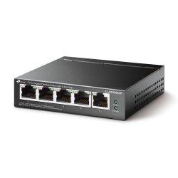 TP-LINK - TP-LINK (TL-SG1005LP)  5-Port Gigabit Unmanaged Desktop Switch, 4-Port PoE, Intelligent Power, Steel Case