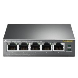 TP-LINK - TP-LINK  (TL-SG1005P) 5-Port Gigabit Unmanaged Desktop Switch, 4 Port PoE+, Steel Case