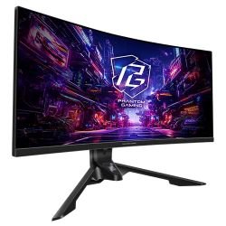 ASROCK - Asrock 34" WQHD Curved Gaming Monitor (PG34QRT3A), 3440 x 1440, 1ms, 2 HDMI, 2 DP, 180Hz, Mini-OLED, Tilt/Swivel/Height Adjust., RGB, VESA