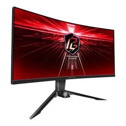 ASROCK - Asrock 34" WQHD Curved Gaming Monitor (PG34WQ15R2B), 3440 x 1440, 1ms, 2 HDMI, DP, 165Hz, Tilt/Swivel/Height Adjust., VESA
