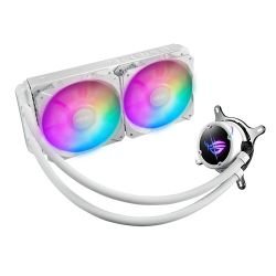 ASUS - Asus ROG STRIX LC II 240 ARGB Liquid CPU Cooler, 240mm, 7th Gen Asetek Pump, 2 x ARGB PWM Fans & ARGB Pump Cover, White