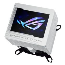 ASUS - Asus ROG Ryujin III WB White Edition CPU Water Block, Full-Colour 3.5" LCD Customisable Screen, Embedded VRM Fan