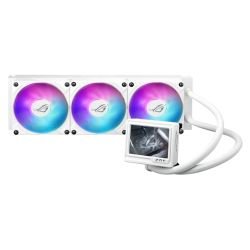 ASUS - Asus ROG Ryujin III 360 ARGB Extreme 360mm Liquid CPU Cooler, 3x Enhanced Magnetic ROG ARGB Fans, Upgraded Customisable 3.5" LCD Display, White