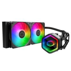 COOLER MASTER - Cooler Master MasterLiquid 240 Core II 240mm ARGB Liquid CPU Cooler, Dual Chamber Pump w/ Infinity Mirror, Black