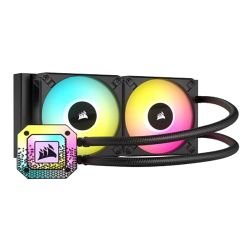 CORSAIR - Corsair iCUE H100i ELITE CAPELLIX XT 240mm RGB Liquid CPU Cooler, AF120 RGB ELITE Fans, 33 LED Pump Head, iCUE Controller Included, Black