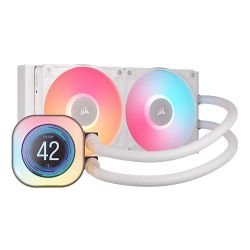 CORSAIR - Corsair iCUE LINK TITAN 240 RX LCD RGB Liquid CPU Cooler, RX120 RGB Magnetic Dome Fans, Personalised LCD Screen, iCUE LINK Hub Included, White