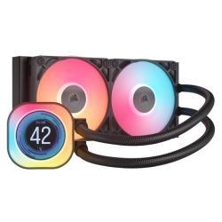 CORSAIR - Corsair iCUE LINK TITAN 240 RX LCD RGB Liquid CPU Cooler, RX120 RGB Magnetic Dome Fans, Personalised LCD Screen, iCUE LINK Hub Included, Black