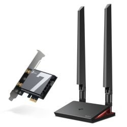 TP-LINK - TP-Link (Archer TBE550E) BE9300 Wi-Fi 7 Tri-Band PCI Express Adapter, Bluetooth 5.4, WPA3, External Base/Antennas