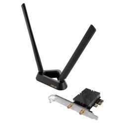 ASUS – Asus (PCE-BE92BT) BE9400 Wi-Fi 7 Tri-Band PCI Express Adapter, Bluetooth 5.4, WPA3, External Base/Antennas