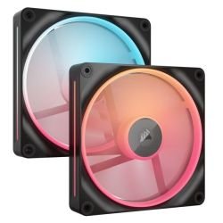 CORSAIR - Corsair iCUE LINK LX140-R 14cm PWM Reverse Blade RGB Case Fans (2-Pack), 18 RGB LEDs, Magnetic Dome Bearing, 2000 RPM, iCUE LINK Hub Included, Black