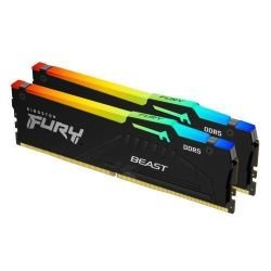 KINGSTON - Kingston Fury Beast RGB 128GB Kit (2 x 64GB), DDR5, 5600MHz, CL36, 1.25V, ECC, PMIC, AMD EXPO & Intel XMP 3.0, Black, DIMM Memory