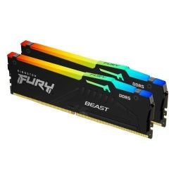 KINGSTON - Kingston Fury Beast RGB 32GB Kit (2 x 16GB), DDR5, 6000MHz, CL30, 1.4V, ECC, PMIC, AMD EXPO & Intel XMP 3.0, Black, DIMM Memory