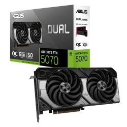 ASUS - Asus DUAL RTX5070 OC, PCIe5, 12GB DDR7, HDMI, 3 DP, 2572MHz Clock, Overclocked, Compact SFF-Ready