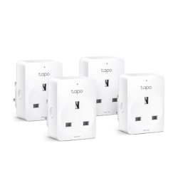 TP-LINK - TP-LINK (TAPO P100 4-Pack) Mini Smart Wi-Fi Socket, Remote Access, Scheduling, Away Mode, Voice Control