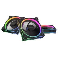 ASUS - Asus Prime MR120 ARGB Reverse Blade 12cm PWM Case Fans (3 Pack), Sleeve Bearing, 28mm Frame, Dual-Sided Lighting, 1600 RPM, Black