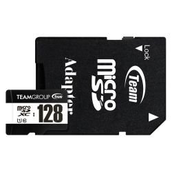 TEAM - Team 128GB MicroSDXC UHS-I U1 C10 Card with SD Adapter, Class 10 UHS-I, Up to 100MB/s