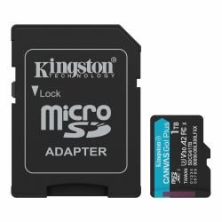KINGSTON - Kingston 1TB Canvas Go! Plus Gen4 MicroSDXC Card with SD Adapter, UHS-I Class 10, U3, A2 App Performance, 200MB/s