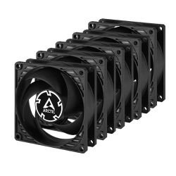 ARCTIC - ARCTIC P8 Silent Pressure-optimised Extra Quiet 8cm Case Fans (5 Pack), Black, Fluid Dynamic, 1600 RPM, Black