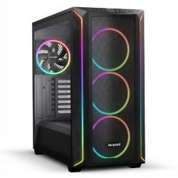 BEQUIET - Be Quiet! Shadow Base 800 FX RGB Gaming Case w/ Glass Window, E-ATX, ARGB Front Strips & Controller, 4x ARGB Fans & Hub, Mesh Airflow, USB-C, Black