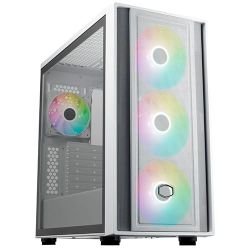 COOLER MASTER - Cooler Master MasterBox 600 Gaming Case w/ Glass Side, E-ATX, 4x ARGB Fans, ARGB Fan Hub, FineMesh Front, USB-C, Asus BTF Compatible, White