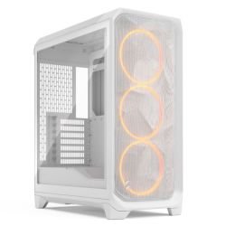 FRACTAL - Fractal Design Meshify 3 (White RGB TG Clear) Gaming Case w/ Clear Window, E-ATX, Mesh Front, 3x RGB Fans, USB-C 20Gbps