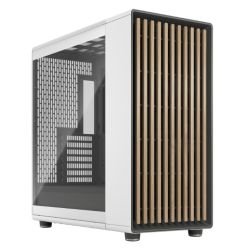 FRACTAL - Fractal Design North XL Chalk White (TG Clear) Case w/ Clear Glass Window, E-ATX, 3 PWM Fans, USB-C, Oak Front