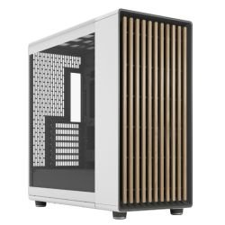 FRACTAL - Fractal Design North XL RC Chalk White (TG Clear) Case w/ Clear Glass Window, ATX, 3 PWM Fans, USB-C, Oak Front, Reverse Connector/Asus BTF Compatible