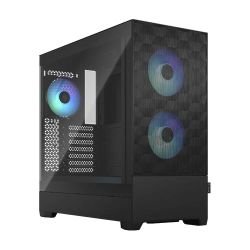 FRACTAL - Fractal Design Pop Air RGB (Black TG) Gaming Case w/ Clear Glass Window, ATX, Hexagonal Mesh Front, 3 RGB Fans & ARGB Controller