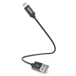 HAMA - Hama Charging/Data USB-A to Lightning Cable, 480Mbps, Nylon, 0.2 Metre, Black, MFI Certified