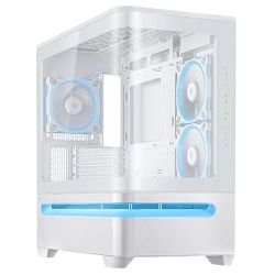 ASUS - Asus Prime AP202 ARGB Gaming Case w/ Curved Glass Panel, Micro ATX, 3x ARGB Fans, ARGB Light Band, 420mm GPU Support, USB-C 20Gbps, White