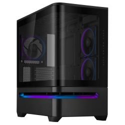ASUS - Asus Prime AP202 ARGB Gaming Case w/ Curved Glass Panel, Micro ATX, 3x ARGB Fans, ARGB Light Band, 420mm GPU Support, USB-C 20Gbps, Black