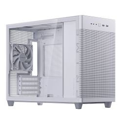 ASUS - Asus Prime AP201 Gaming Case w/ Tempered Glass Window, Micro ATX, USB-C, Tool-free Panels, 338mm GPU & 360mm Radiator Support, White