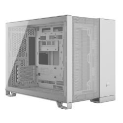 CORSAIR - Corsair 2500D Airflow Dual Chamber Gaming Case w/ Glass Window, Micro ATX, Fully Mesh Panelling, USB-C, Asus BTF Compatible, White