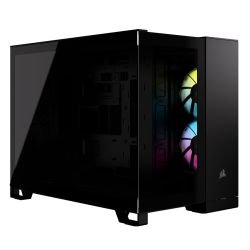 CORSAIR - Corsair 2500X RGB Dual Chamber Gaming Case w/ Glass Side & Front, Micro ATX, 2x RGB Fans, Mesh Panels, USB-C, Asus BTF Compatible, Black