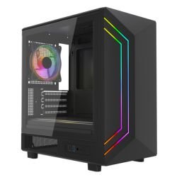 VIDA - Vida Apollo M Black ARGB Gaming Case w/ Glass Window, Micro ATX, Rear ARGB Infinity Fan, Front LED Strips