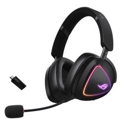 ASUS - Asus ROG DELTA II Tri-Mode Wireless Gaming Headset, 2.4GHz/Btooth/3.5mm Jack, 50mm Titanium Drivers, DualFlow Audio, 110-Hour Battery, RGB