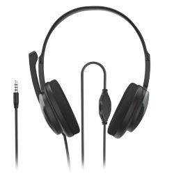 HAMA - Hama (HS-P100 V2) Ultra-lightweight Headset, 3.5mm Jack, Y-adapter, Padded Ear Pads, Inline Controls