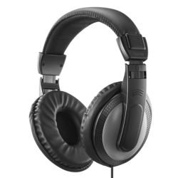 HAMA - Hama (ShellTV II) Headphones, 3.5mm Jack (6.35mm Adapter), 40mm Drivers, 6m Cable, Padded Headband, Black/Dark Grey