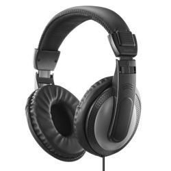 HAMA - Hama (Shell II) Headphones, 3.5mm Jack (6.35mm Adapter), 40mm Drivers, 2m Cable, Padded Headband, Black/Dark Grey