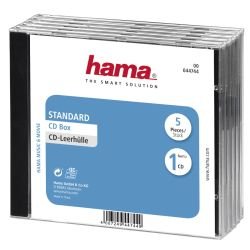 HAMA - Hama CD/DVD/Blu-Ray Slim Jewel Cases x5, Transparent/Black