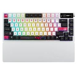 ASUS – Asus ROG AZOTH X 75% Custom Mechanical RGB Gaming Keyboard, Wireless/Btooth/USB, NX Snow Switches, Dye-Sub & Translucent Keycaps, OLED Display, Control Knob, White ASUS - Asus ROG AZOTH X 75% Custom Mechanical RGB Gaming Keyboard, Wireless/Btooth/USB, NX Snow Switches, Dye-Sub & Translucent Keycaps, OLED Display, Control Knob, White