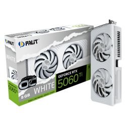 PALIT - Palit RTX5060 Ti White OC, PCIe5, 8GB DDR7, HDMI, 3 DP, 2602MHz Clock, RGB Lighting, Overclocked, Compact Design