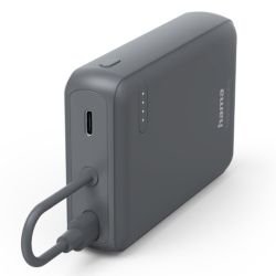 HAMA – Hama Travel 10000mAh Fast Charge Powerbank, 2x USB-C, LED Capacity Indicator, Grey HAMA - Hama Travel 10000mAh Fast Charge Powerbank, 2x USB-C, LED Capacity Indicator, Grey